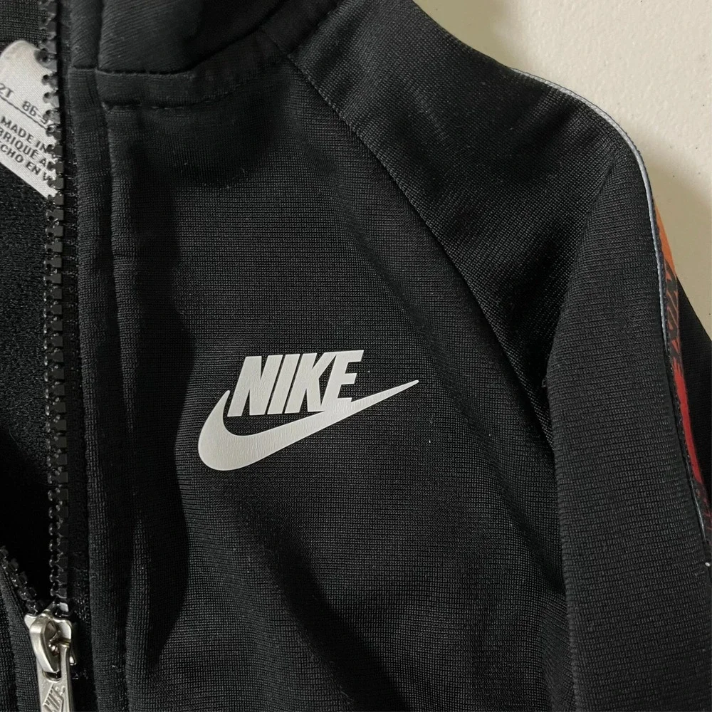 Nike Toddler Boys Black Full Zip Track Jacket Gradient Logo Tape Size 2T